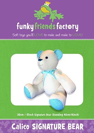 Signature Bear, Calico Teddy Bear- Funky Friends Factory Pattern