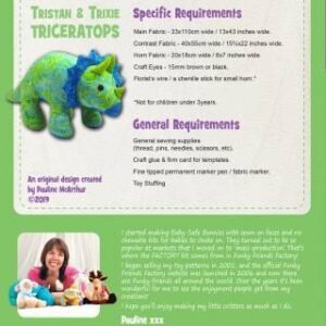 Trixie & Tristan Triceratops – Funky Friends Factory Pattern
