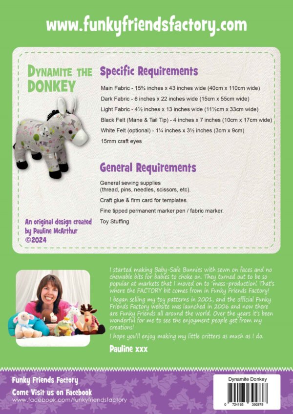 Dynamite The Donkey – Funky Friends Factory Pattern - Image 2