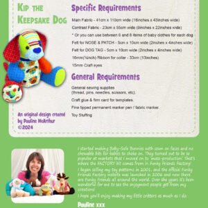 Kip the KEEPSAKE DOG – Funky Friends Factory Pattern