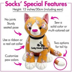 NEW – PRE ORDER – Socks the SITTING Cat – Funky Friends Factory Pattern